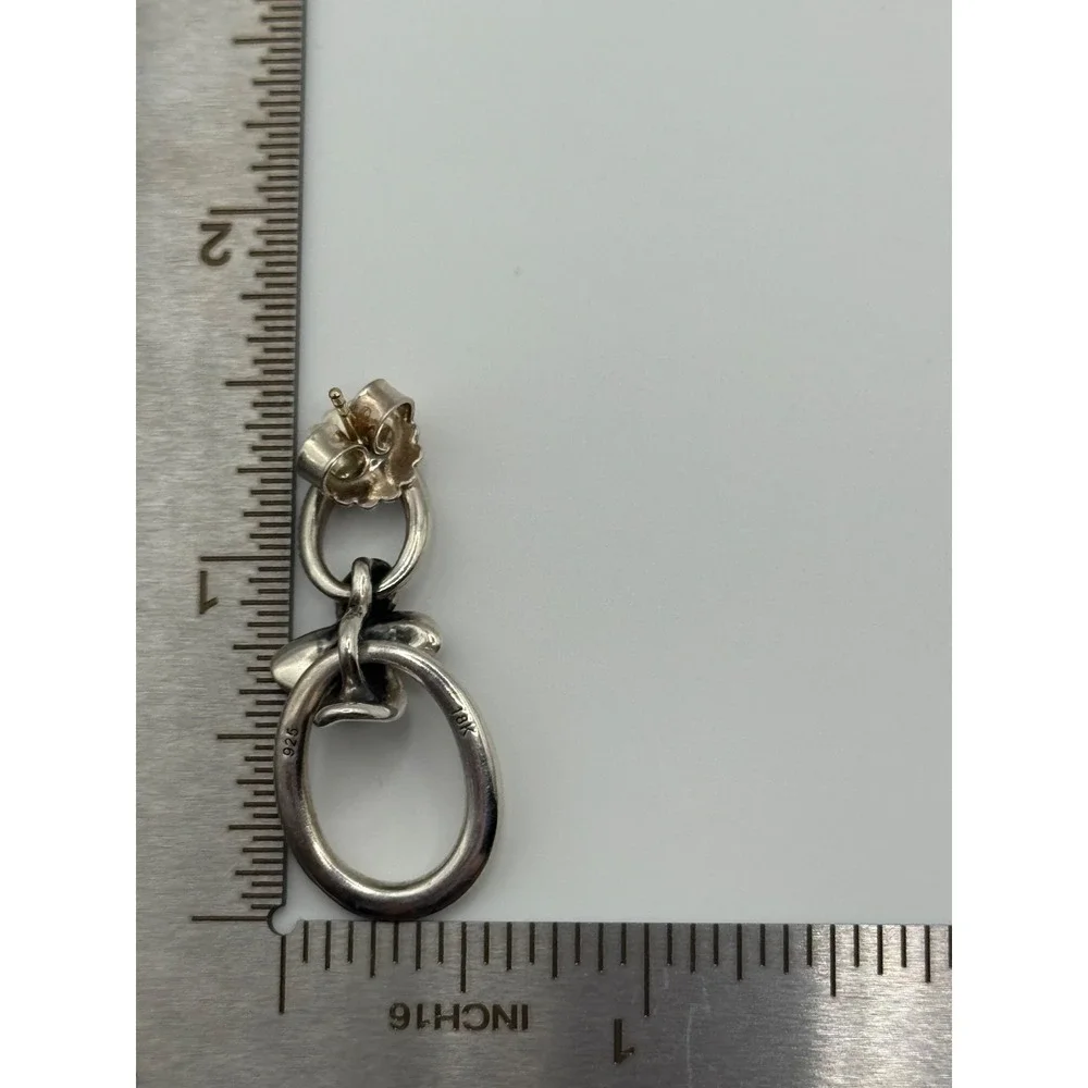 Ann King Sterling Silver 18K Accent Flower Floral Dangle Earrings